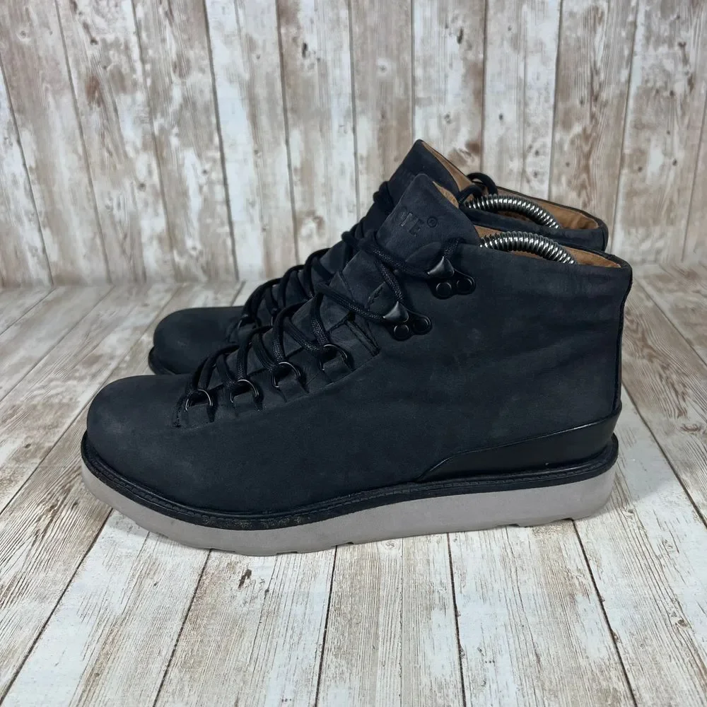 Black‎ Modern Leather High Top Sneaker Boots Platform Chunky Sole Size 39